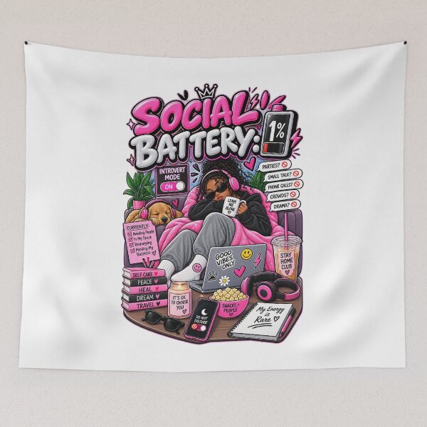 Item preview, Social Battery 1% – Funny Introvert Gen Z Design designed and sold by BilcoStillbaze.