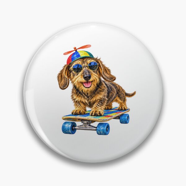 Item preview, Skateboarding Wirehaired Dachshund in Sunglasses and Propeller Beanie designed and sold by Russell Thorne.