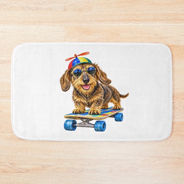 Item preview, Skateboarding Wirehaired Dachshund in Sunglasses and Propeller Beanie designed and sold by Russell Thorne.