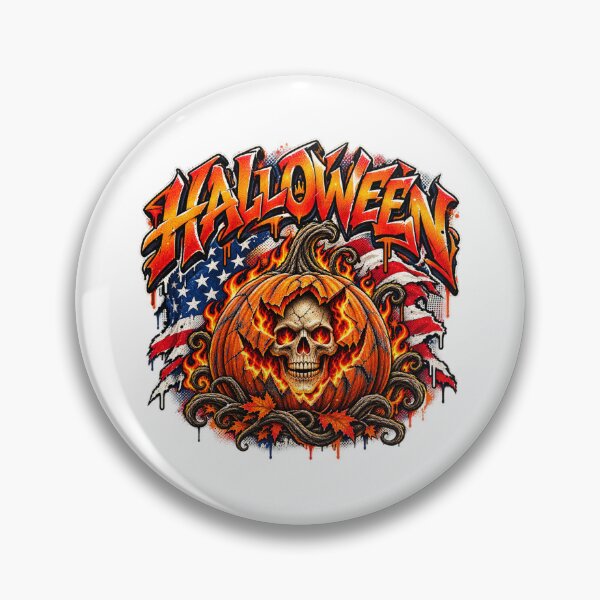Item preview, Halloween pumpkin skull in graffiti style designed and sold by JVFotoArt.