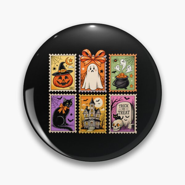 Item preview, Halloween Cute Ghost Pumpkin Cat – Spooky Fall Cat Halloween Stamp Collection designed and sold by Rtcraftani.