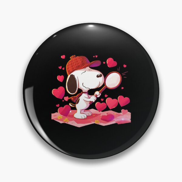 Item preview, Detective Snoopy Magnifying Glass Floating Pink Hearts Valentine designed and sold by Dravienart.