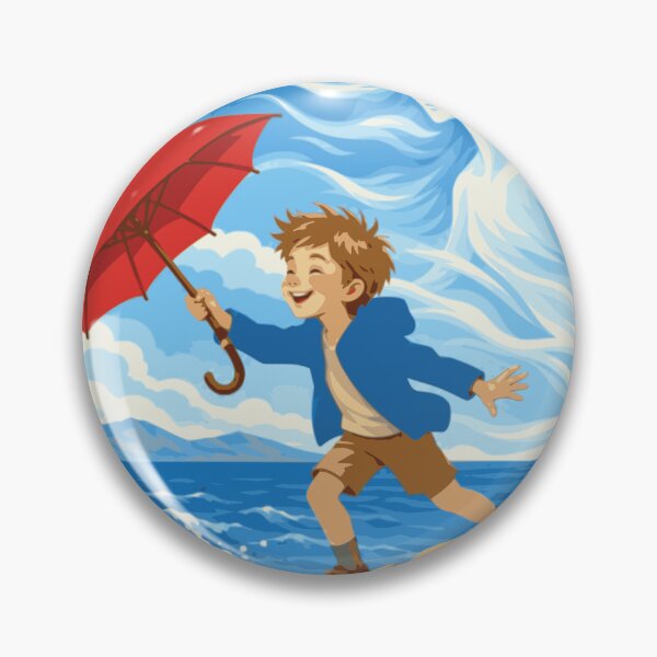 Item preview, Dancing with the Bura Wall Art, Adriatic Coastal Print, Boy with Red Umbrella, Mediterranean Art, Croatian Seaside Decor, Whimsical Art designed and sold by Studio pod Burom.