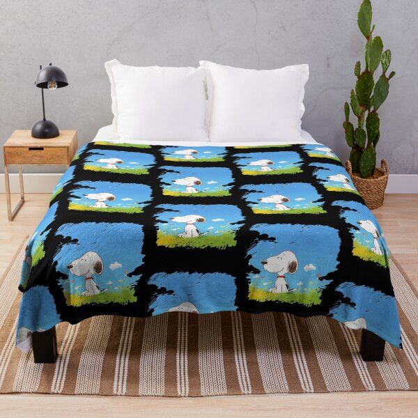 Item preview, Snoopy Sitting In Sunny Flower Meadow Blue Sky Spring Summer designed and sold by Dravienart.