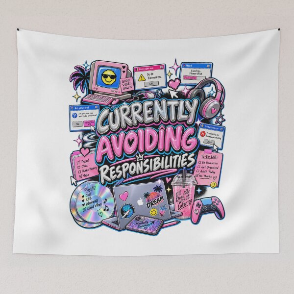 Item preview, Currently Avoiding Responsibilities – Funny Y2K Retro Design designed and sold by BilcoStillbaze.