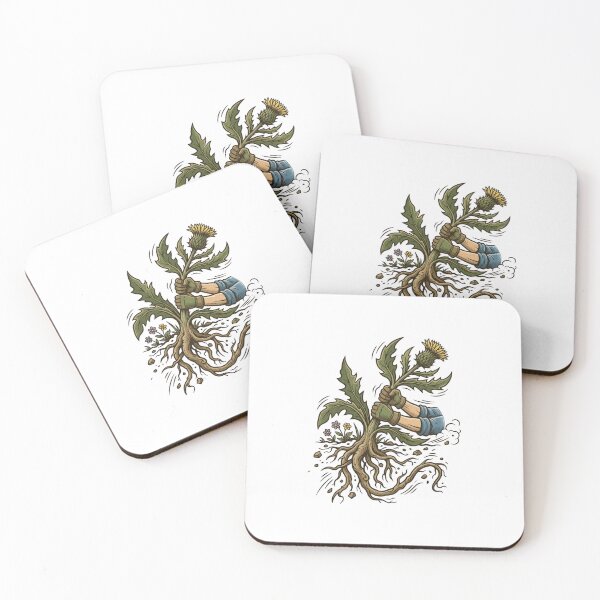 Item preview, Thistle Weed Pulling Taproot Vintage Woodcut Gardener Art designed and sold by mood-draftsman.
