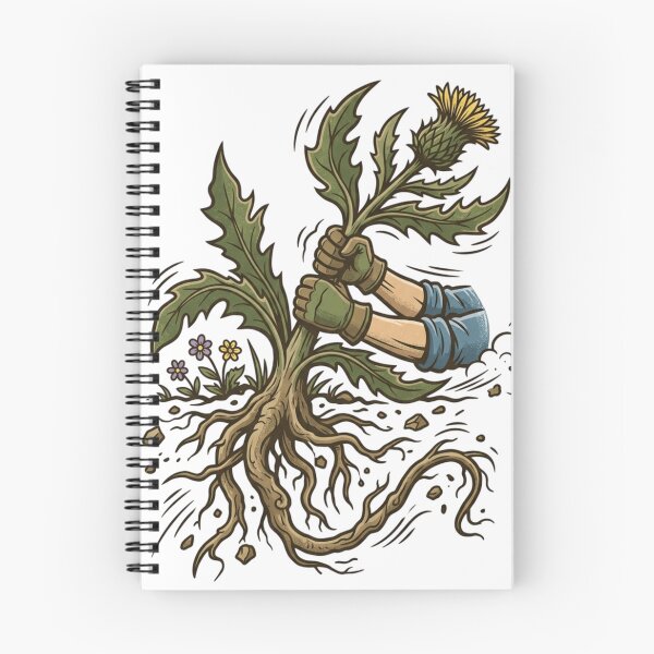 Item preview, Thistle Weed Pulling Taproot Vintage Woodcut Gardener Art designed and sold by mood-draftsman.