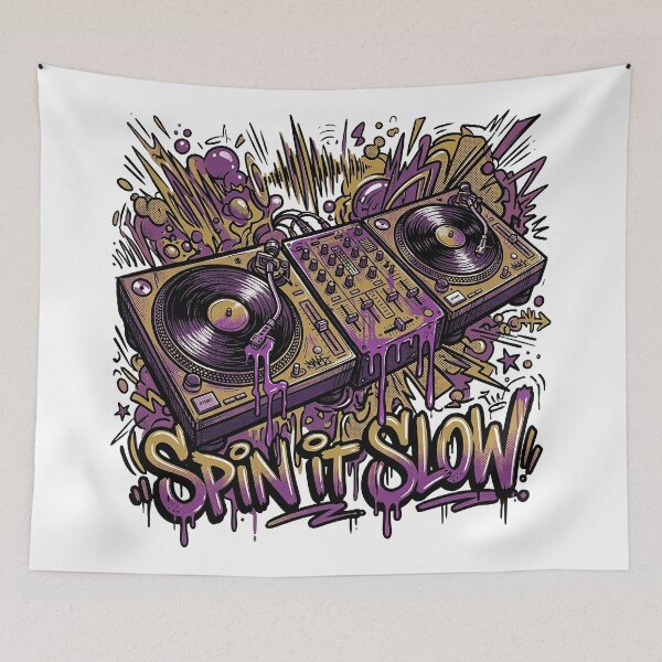 Item preview, Spin It Slow — DJ Turntable Graffiti designed and sold by hamza19911991.