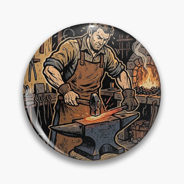Item preview, Blacksmith At The Forge Woodcut designed and sold by eduardoroa22.