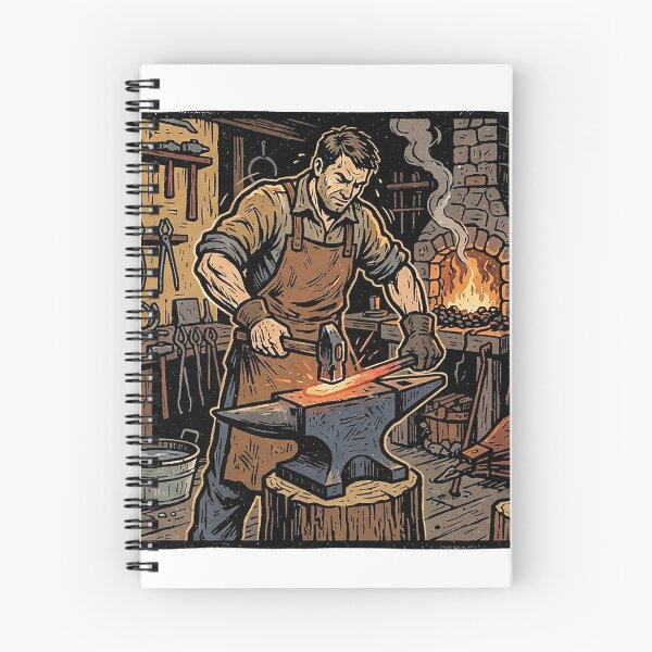 Item preview, Blacksmith At The Forge Woodcut designed and sold by eduardoroa22.