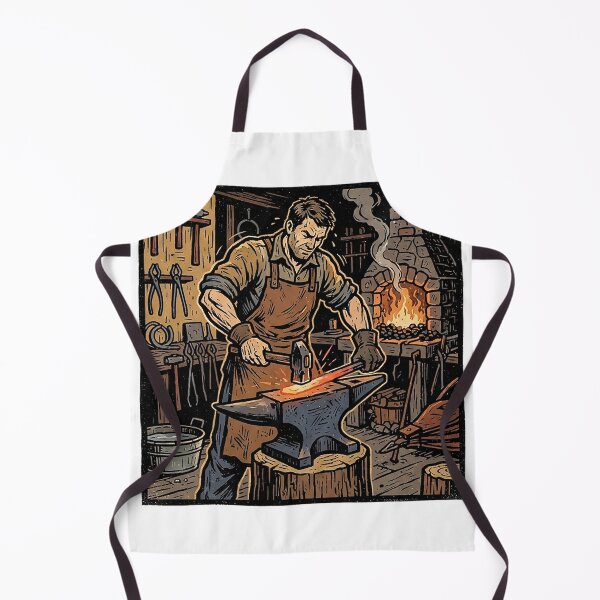 Item preview, Blacksmith At The Forge Woodcut designed and sold by eduardoroa22.