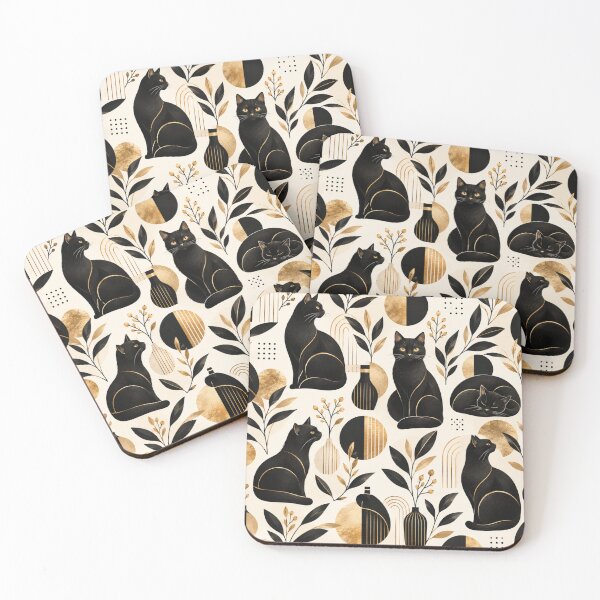 Item preview, Abstract Scandinavian Cat Silhouettes Floral Cat Design designed and sold by Aramdesing.