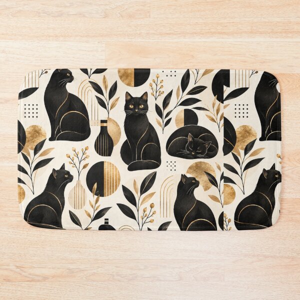 Item preview, Abstract Scandinavian Cat Silhouettes Floral Cat Design designed and sold by Aramdesing.