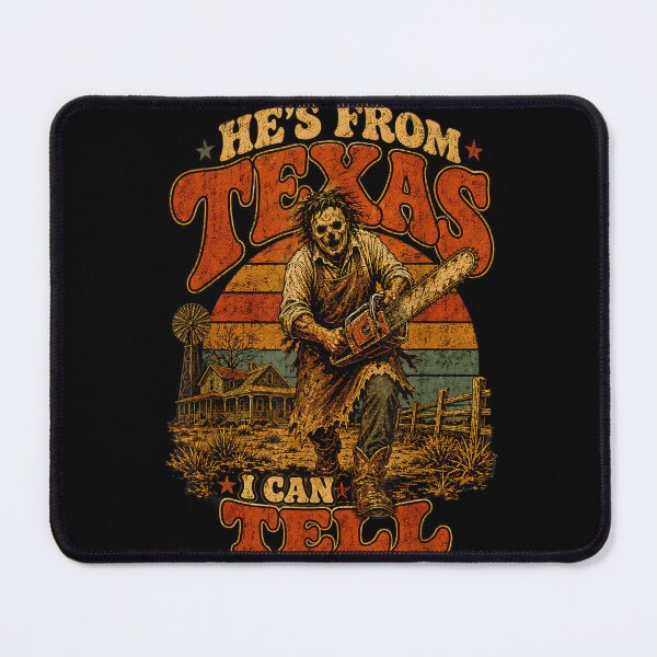 Item preview, Retro Hes from Texas I Can Tell Chainsaw Horror Halloween designed and sold by leevekaArt.