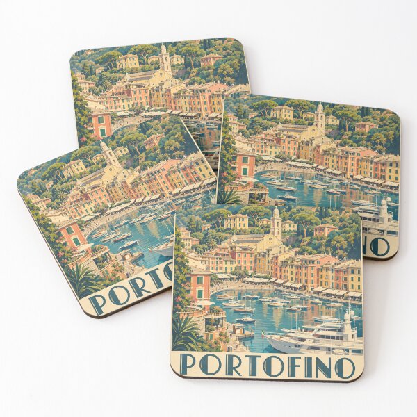 Item preview, Portofino photograph I took reimagined into a vintage style retro artwork designed and sold by Andiamo-Amigos.