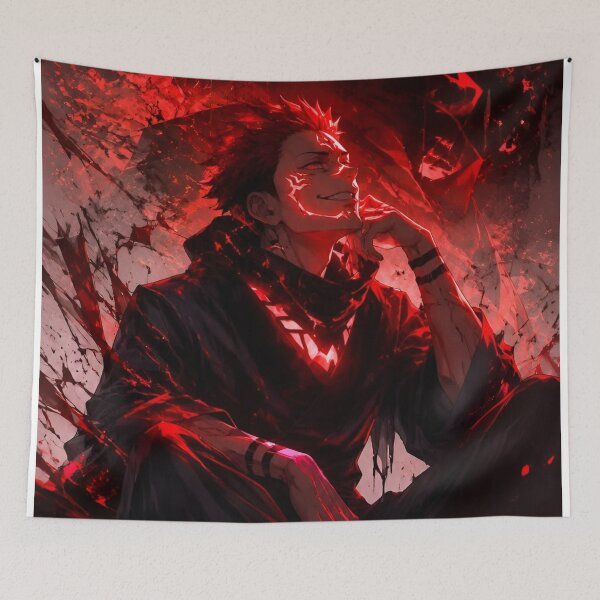 Item preview, Cursed King Red Anime Character – Dark Red Japanese Anime Villain Warrior Art designed and sold by Dyan4.