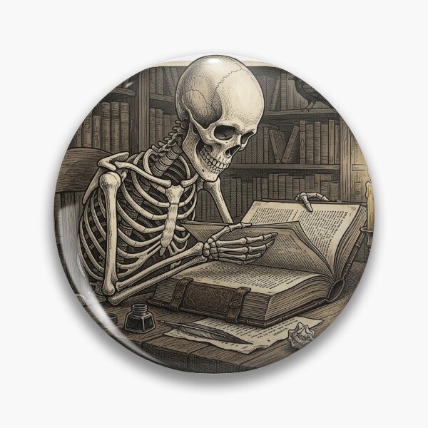 Item preview, Título: Dark Academia Scholar Skeleton Reading Vintage Book designed and sold by BrFrong.
