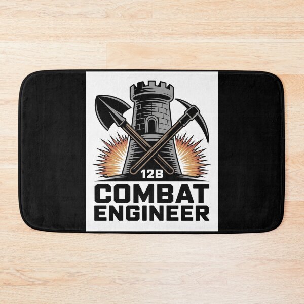 Item preview, 12B Combat Engineer — Castle Tower Emblem with Shovel, Pickaxe, and Explosive Burst U.S. Army MOS Graphic designed and sold by GFamilyC.