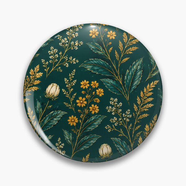Item preview, Dark Green and Gold Botanical Floral Pattern designed and sold by aminz4.
