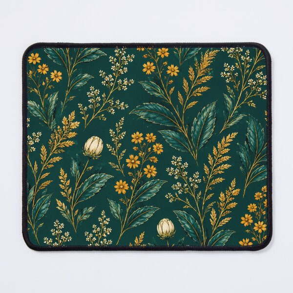 Item preview, Dark Green and Gold Botanical Floral Pattern designed and sold by aminz4.
