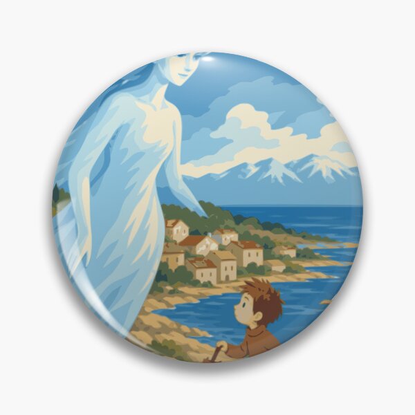 Item preview, Where the Bura Leads Wall Art, Adriatic Coastal Print, Mediterranean Folk Art, Boy and Wind Spirit, Croatian Seaside Print, Whimsical Decor designed and sold by Studio pod Burom.