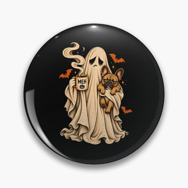 Item preview, Grumpy Ghost Boston Terrier Holding Coffee Spooky Design designed and sold by ArtByimamS.