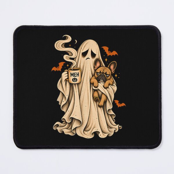 Item preview, Grumpy Ghost Boston Terrier Holding Coffee Spooky Design designed and sold by ArtByimamS.