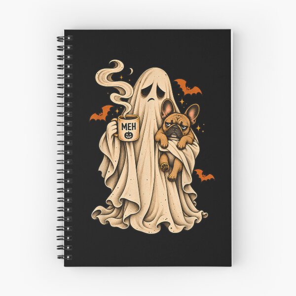 Item preview, Grumpy Ghost Boston Terrier Holding Coffee Spooky Design designed and sold by ArtByimamS.