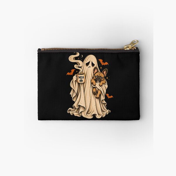 Item preview, Grumpy Ghost Boston Terrier Holding Coffee Spooky Design designed and sold by ArtByimamS.