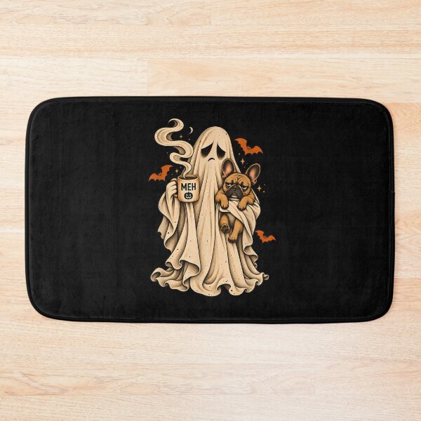 Item preview, Grumpy Ghost Boston Terrier Holding Coffee Spooky Design designed and sold by ArtByimamS.