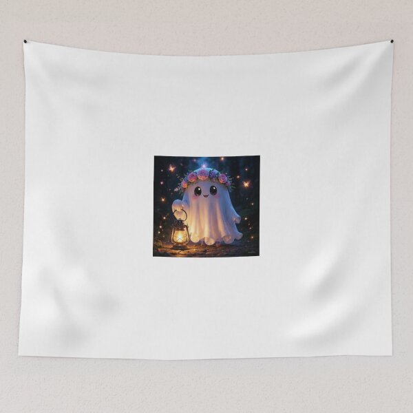 Item preview, Kawaii Ghost with Flower Crown designed and sold by ThilankaDesign.