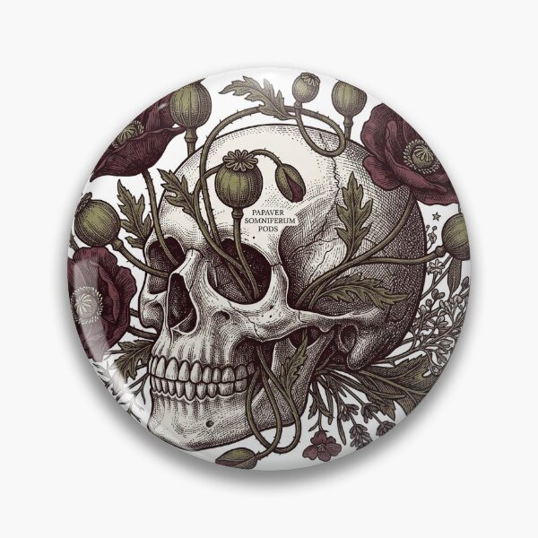 Item preview, Dark Academia Botanical Skull Poppy Flowers designed and sold by BrFrong.