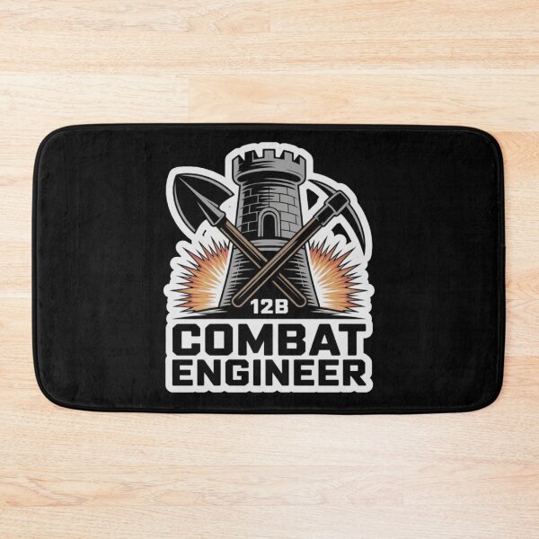 Item preview, 12B Combat Engineer — Castle Tower Emblem with Shovel, Pickaxe, and Explosive Burst U.S. Army MOS Graphic White Outline designed and sold by GFamilyC.