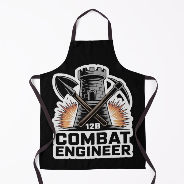 Item preview, 12B Combat Engineer — Castle Tower Emblem with Shovel, Pickaxe, and Explosive Burst U.S. Army MOS Graphic White Outline designed and sold by GFamilyC.