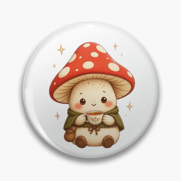 Item preview, Cozy Cottagecore Mushroom Sprite Drinking Tea designed and sold by     Sela Art .