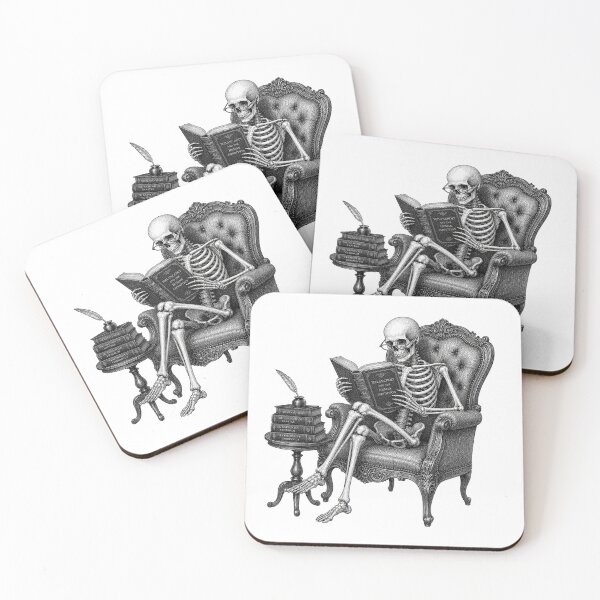 Item preview, I Read For The Plot Funny Skeleton BookTok Dark Academia designed and sold by CoolCrazyChaos.