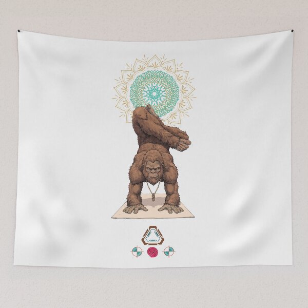 Item preview, Funny Bigfoot in Eight-Angle Pose Astavakrasana Yoga Art designed and sold by Whimsy Trail Co.