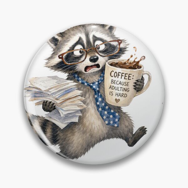 Item preview, Funny Tired Raccoon Teacher Coffee Mug | Adulting is Hard Tote Bag designed and sold by CoolCrazyChaos.
