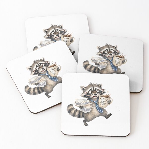 Item preview, Funny Tired Raccoon Teacher Coffee Mug | Adulting is Hard Tote Bag designed and sold by CoolCrazyChaos.