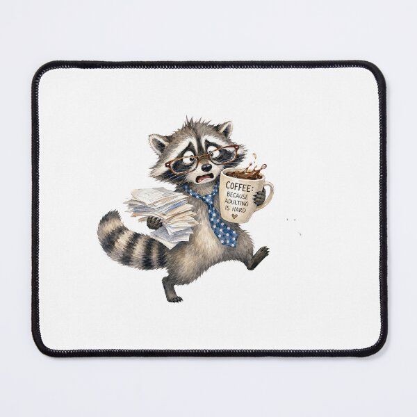 Item preview, Funny Tired Raccoon Teacher Coffee Mug | Adulting is Hard Tote Bag designed and sold by CoolCrazyChaos.