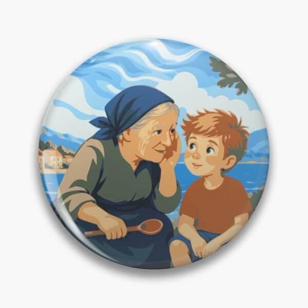 Item preview, Stories the Bura Remembers Art Print, Croatian Coastal Wall Art, Grandmother and Boy Illustration, Adriatic Folk Art, Mediterranean Decor designed and sold by Studio pod Burom.