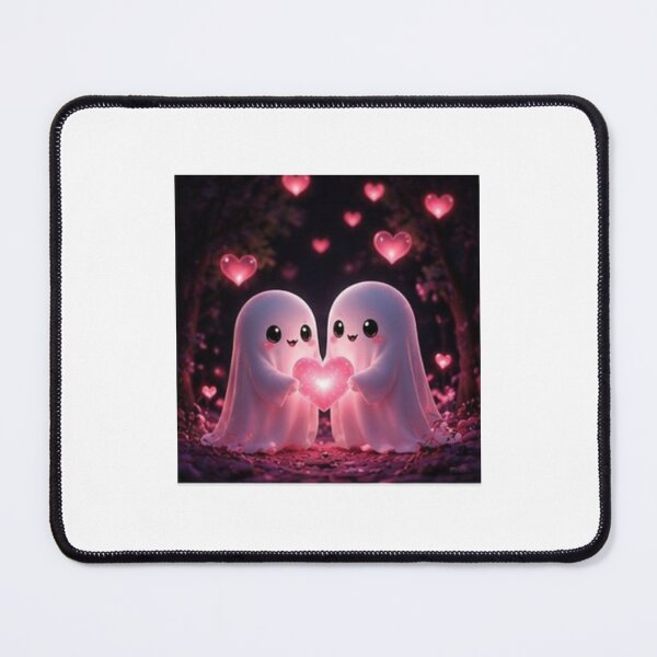 Item preview, Cute Ghost Couple with Glowing Heart designed and sold by ThilankaDesign.