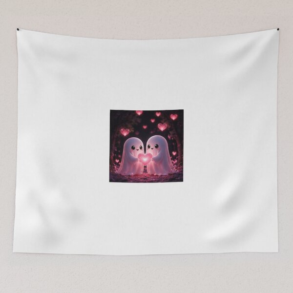 Item preview, Cute Ghost Couple with Glowing Heart designed and sold by ThilankaDesign.