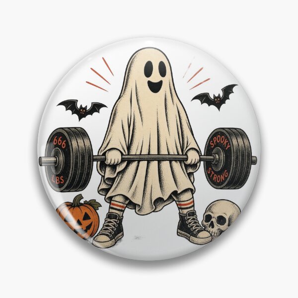 Item preview, Funny Halloween Ghost Deadlift 666 lbs Spooky Strong Retro Tattoo designed and sold by CoolCrazyChaos.