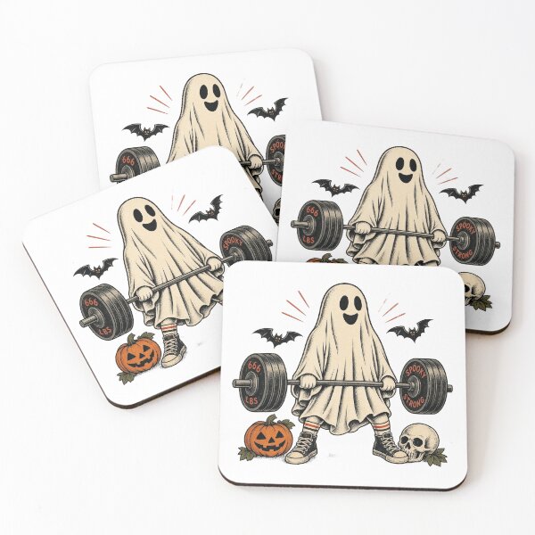 Item preview, Funny Halloween Ghost Deadlift 666 lbs Spooky Strong Retro Tattoo designed and sold by CoolCrazyChaos.