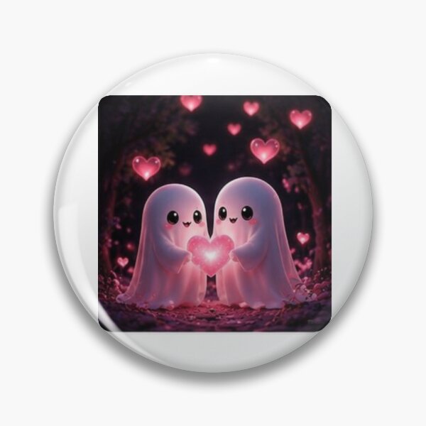 Item preview, Cute Ghost Couple with Glowing Heart designed and sold by ThilankaDesign.