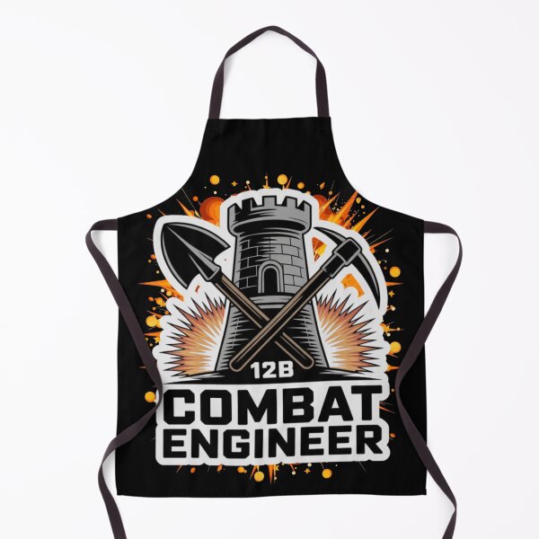 Item preview, 12B Combat Engineer — Castle Tower Emblem with Shovel, Pickaxe, and Massive Explosive Burst U.S. Army MOS Graphic White Outline designed and sold by GFamilyC.