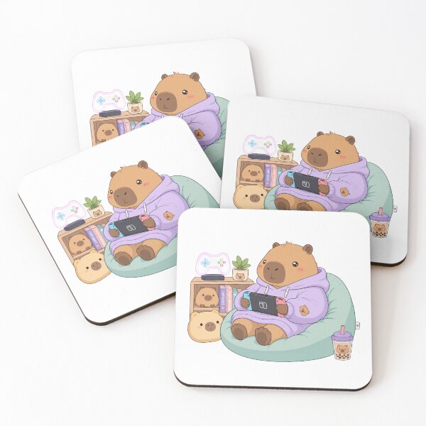 Item preview, Socially Exhausted Cute Cozy Gamer Capybara designed and sold by CoolCrazyChaos.