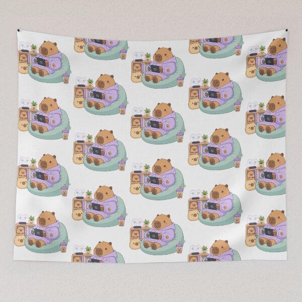 Item preview, Socially Exhausted Cute Cozy Gamer Capybara designed and sold by CoolCrazyChaos.