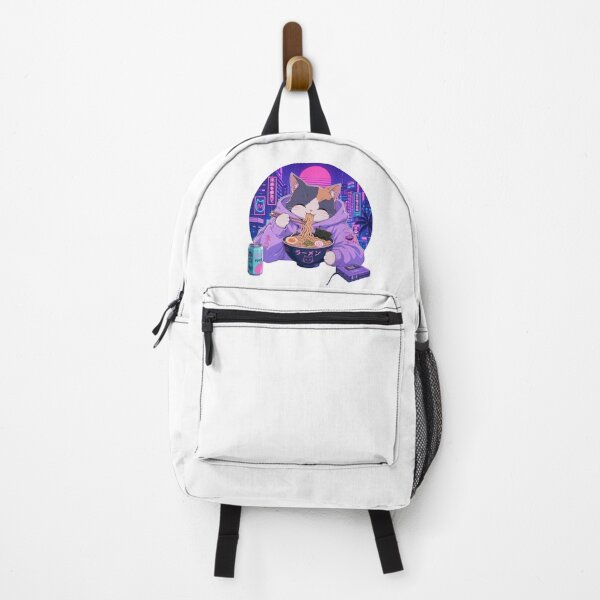Item preview, Lofi Anime Cat Eating Ramen Noodles Vaporwave Aesthetic designed and sold by CoolCrazyChaos.